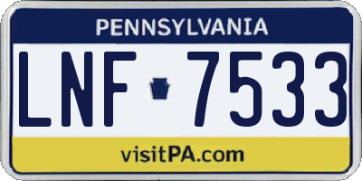 PA license plate LNF7533