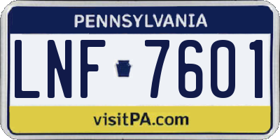 PA license plate LNF7601