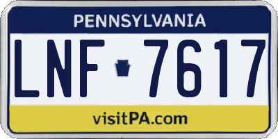 PA license plate LNF7617