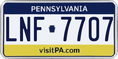 PA license plate LNF7707