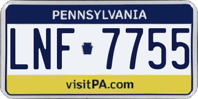 PA license plate LNF7755
