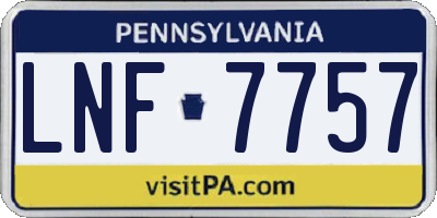 PA license plate LNF7757
