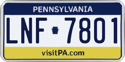 PA license plate LNF7801
