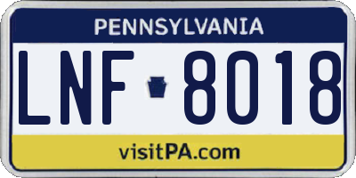PA license plate LNF8018