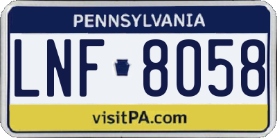 PA license plate LNF8058