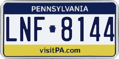 PA license plate LNF8144