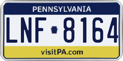 PA license plate LNF8164