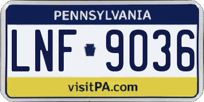 PA license plate LNF9036