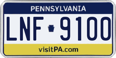 PA license plate LNF9100