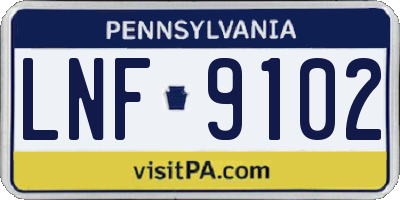 PA license plate LNF9102