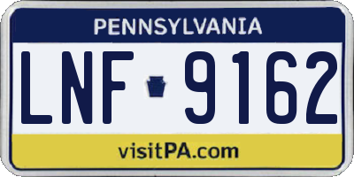 PA license plate LNF9162
