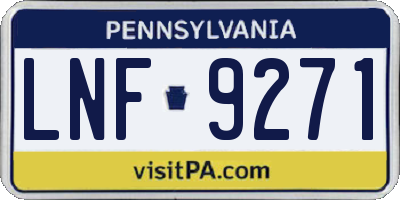 PA license plate LNF9271