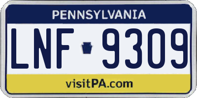 PA license plate LNF9309