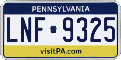 PA license plate LNF9325