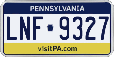 PA license plate LNF9327