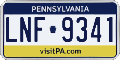 PA license plate LNF9341