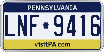 PA license plate LNF9416
