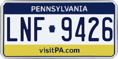 PA license plate LNF9426