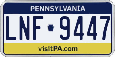 PA license plate LNF9447