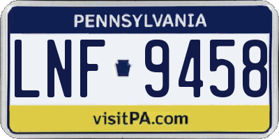 PA license plate LNF9458