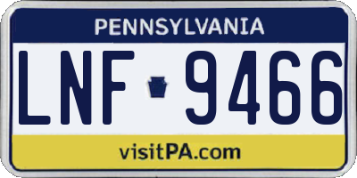 PA license plate LNF9466
