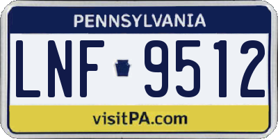 PA license plate LNF9512