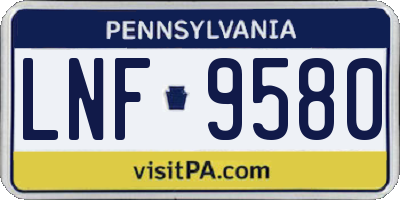 PA license plate LNF9580