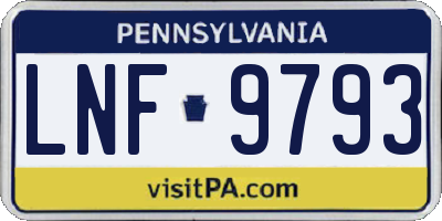 PA license plate LNF9793