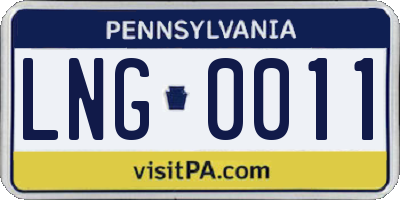 PA license plate LNG0011