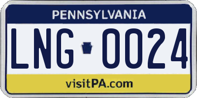 PA license plate LNG0024