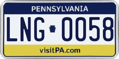 PA license plate LNG0058