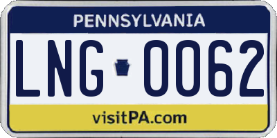 PA license plate LNG0062