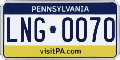 PA license plate LNG0070