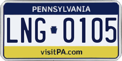 PA license plate LNG0105
