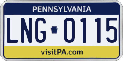 PA license plate LNG0115