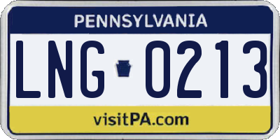 PA license plate LNG0213