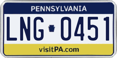 PA license plate LNG0451