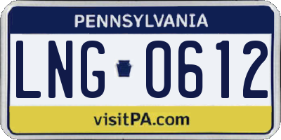 PA license plate LNG0612