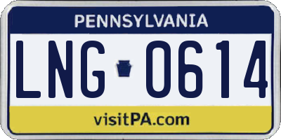 PA license plate LNG0614