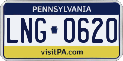 PA license plate LNG0620