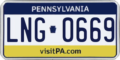 PA license plate LNG0669