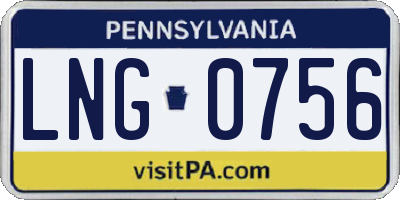PA license plate LNG0756