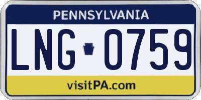PA license plate LNG0759