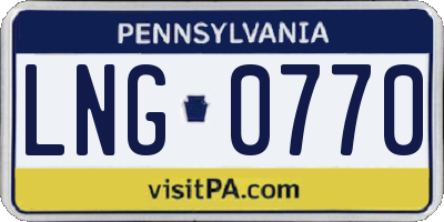PA license plate LNG0770
