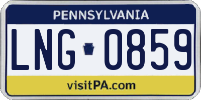 PA license plate LNG0859