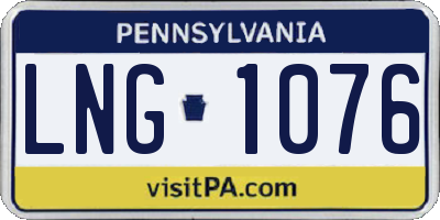 PA license plate LNG1076