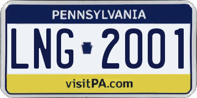 PA license plate LNG2001