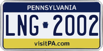PA license plate LNG2002
