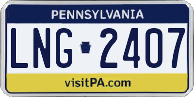 PA license plate LNG2407