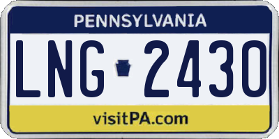 PA license plate LNG2430
